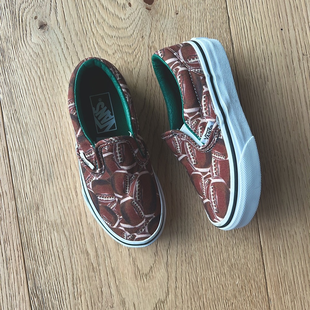 Boys Vans slip on shoe with football print - size 10.5